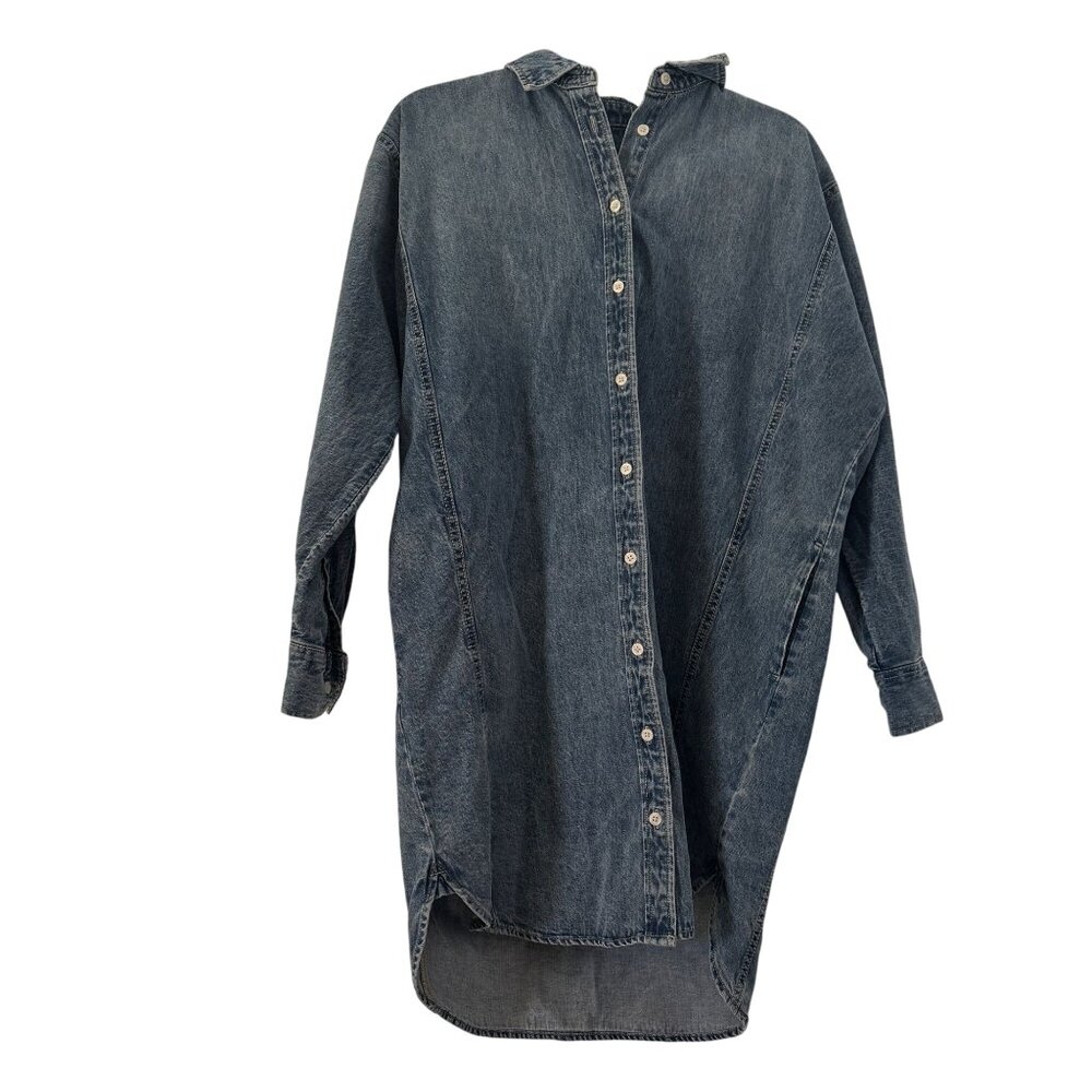 Universal Thread Women's Stone Wash Denim LS Button-Up Shirt Dress, Size S